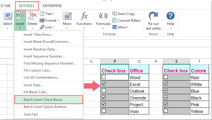 how to put a tick box in excel spreadsheet
