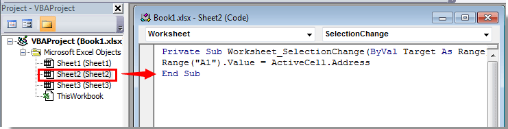 How to get the address of active cell in Excel?