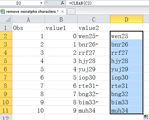 How to remove nonprintable characters from cells in Excel?