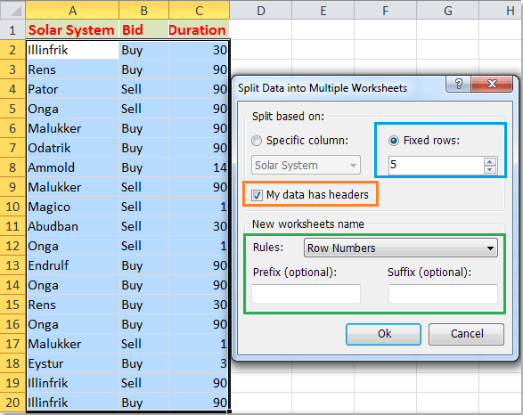 How To Split data into multiple Worksheets By Rows Count In Excel 