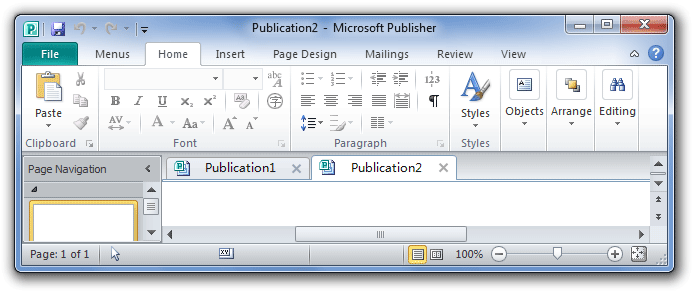 Tabs for Publisher screen shot