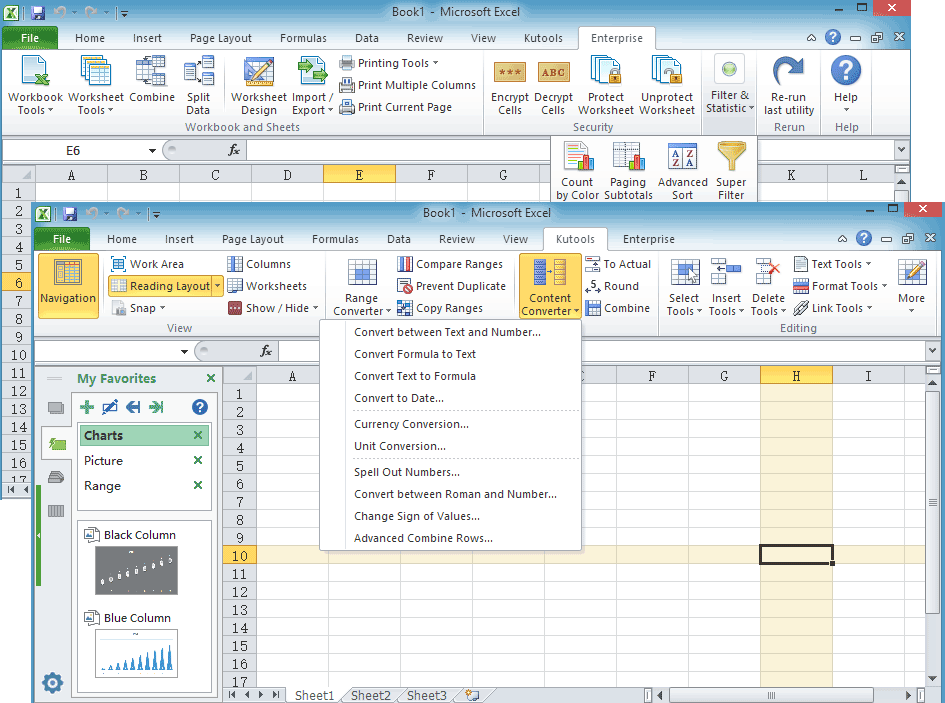 Screen shot of Kutools for Excel