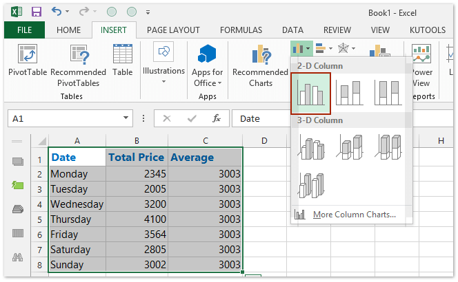 How to add a horizontal average line to chart in Excel?