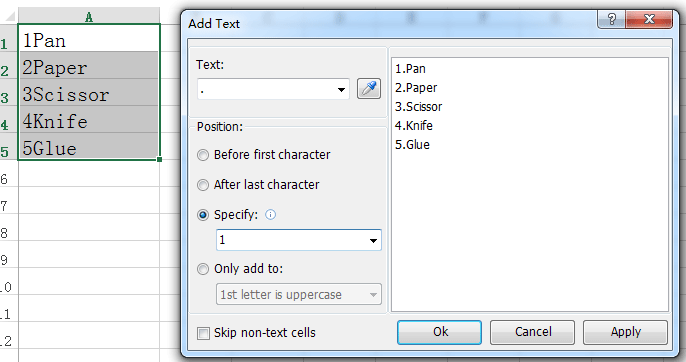 How To Add Period After Numbers List In Excel 