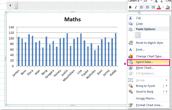 How to add a scrollbar to chart in Excel?