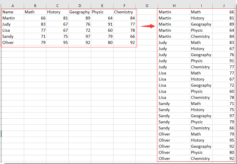 doc array tabela para listar 16