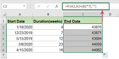 How to calculate end date from start date and duration in Excel?