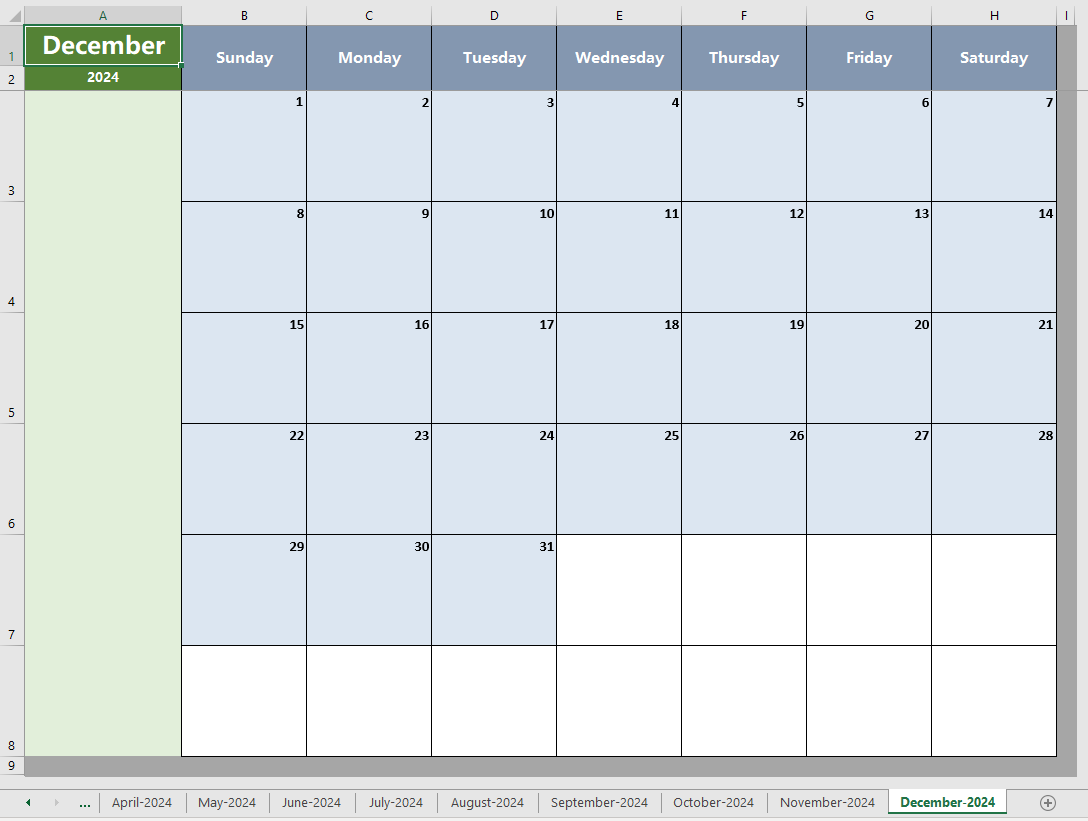 How to create a calendar in Excel?