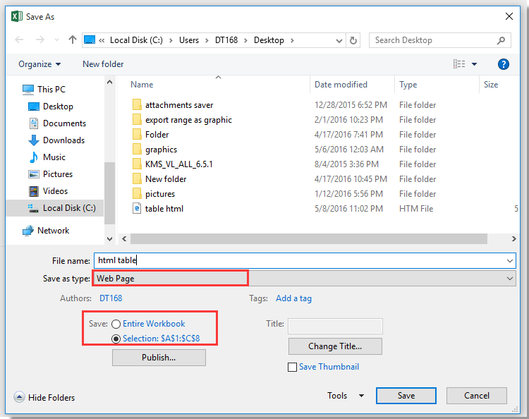 How to convert Excel sheet or cells to html table?