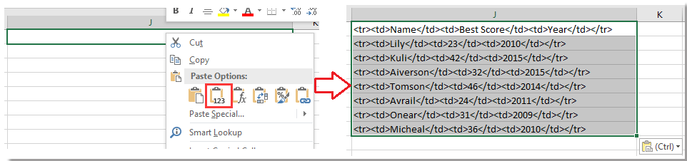 How to convert Excel sheet or cells to html table?
