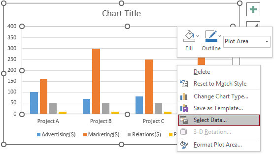 Right click the chart and choose Select Data
