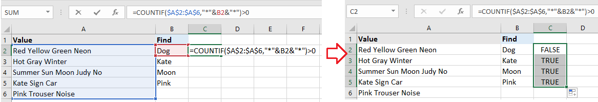 controllo del documento se l'intervallo contiene valori 2