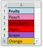 How to add color to drop down list in Excel?