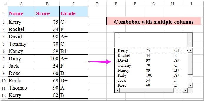 doc combobox բազմակի սյունակներ 1