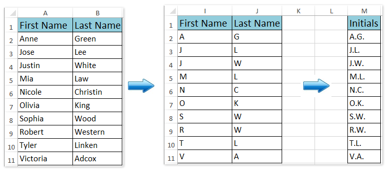 doc concatenar las iniciales de la primera letra 8
