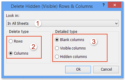 configurar para eliminar todas las columnas en blanco