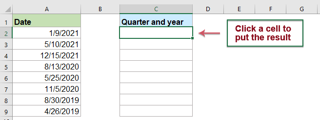 How to calculate quarter and year from date in Excel?