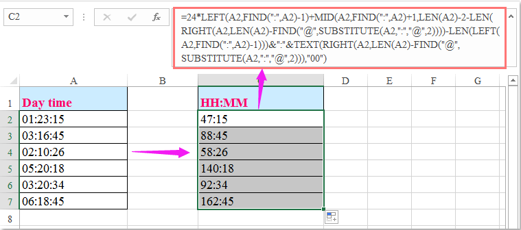How to convert dd hh mm time format to hours or minutes in excel 