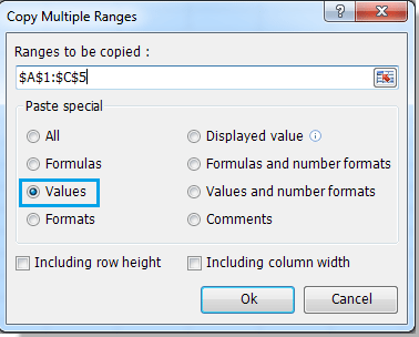 How to copy numbers or values without formulas in Excel?