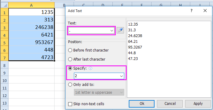 How to count (identify) and change decimal place in Excel?