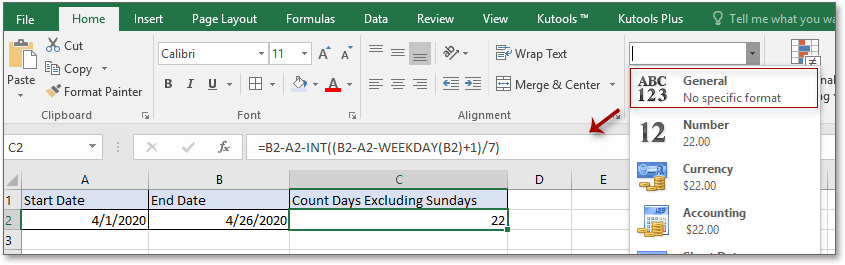 doc count días excluye el domingo 2