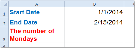 How to count the number of specific weekdays between two dates in Excel?