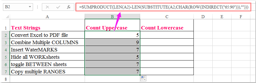 doc count uppercase 1
