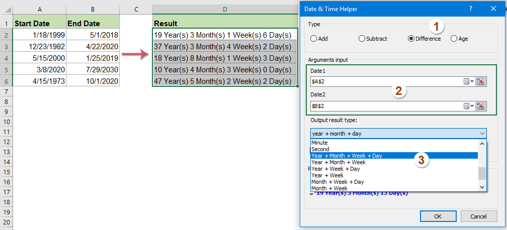 How To Count The Number Of Days Weeks Months Or Years Between Two Dates 