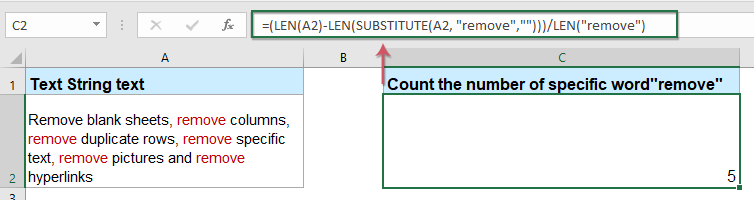 How to count the number of times a character / word appears in a cell?