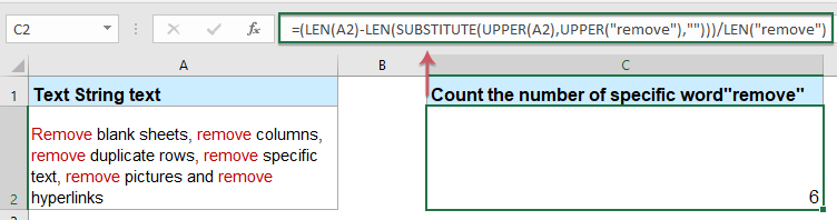 How to count the number of times a character / word appears in a cell?