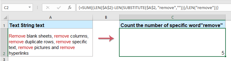 How to count the number of times a character / word appears in a cell?