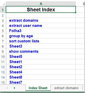 How to create hyperlinked index of sheets in workbook?