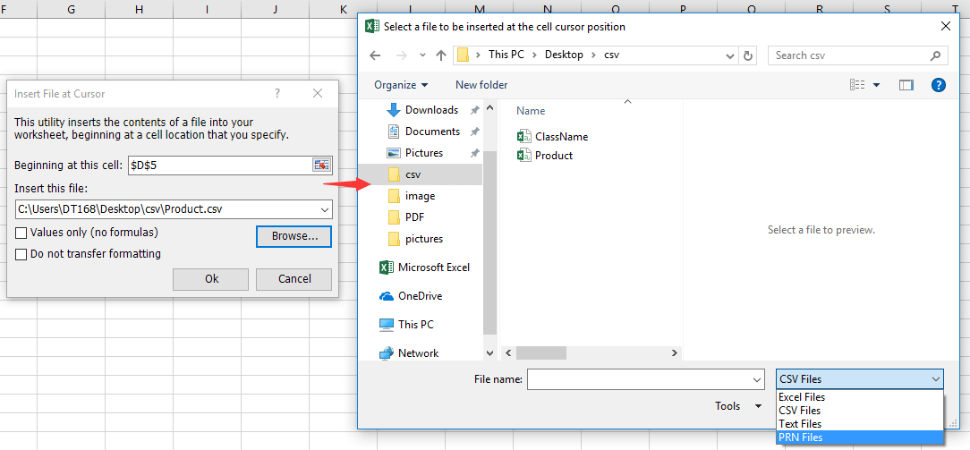 doc fișier CSV în coloane în Excel 2