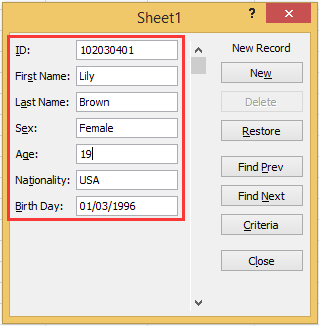 How to create data entry form in Excel?