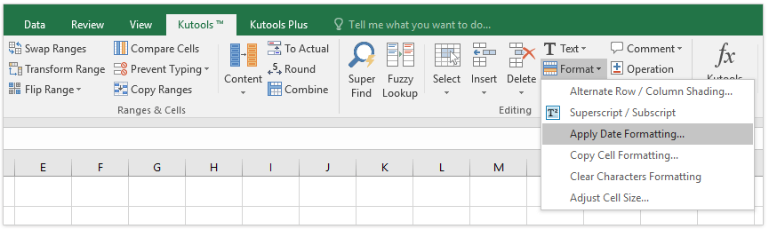 click Apply Date Formatting feature of kutools