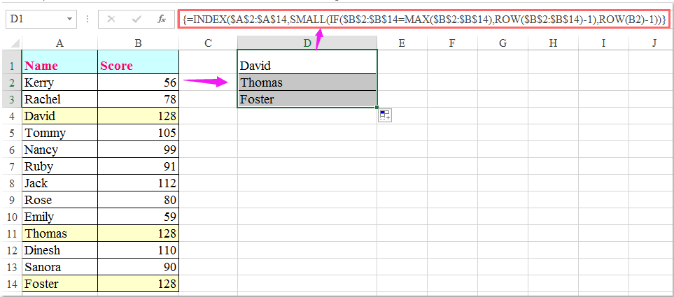 How To Display The Corresponding Name Of The Highest Score In Excel How To Display The Corresponding Name Of The Highest Score In Excel