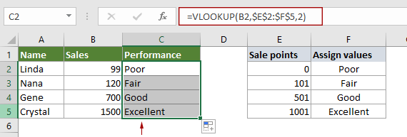 assign value to text in excel