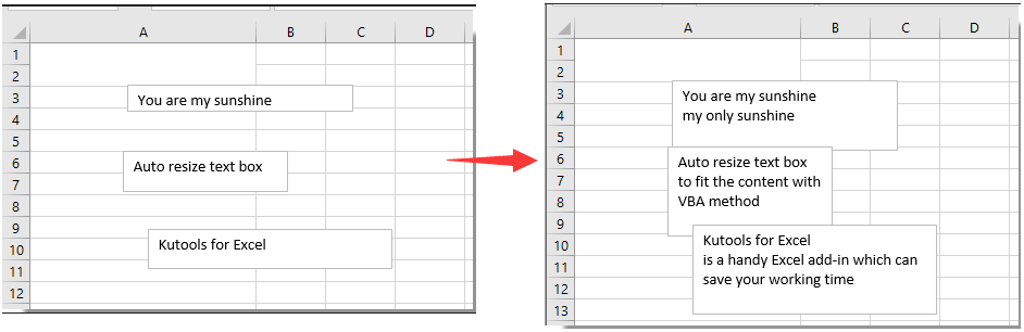 How to automatically resize the text box to fit the content in Excel?