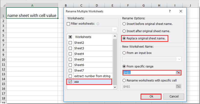 How to match the cell value with sheet tab name or vice versa in Excel?