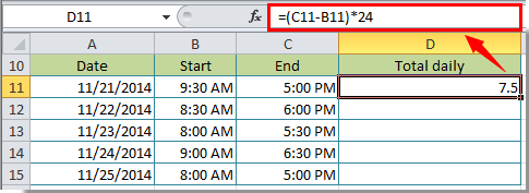 How to count or calculate hours worked between times in Excel?