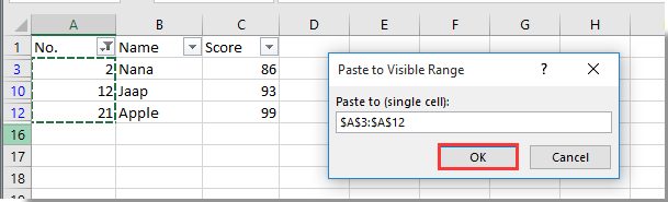 How to fill series of numbers in a filtered list column in Excel?