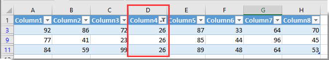 How to highlight column or column header if it is filtered in Excel?