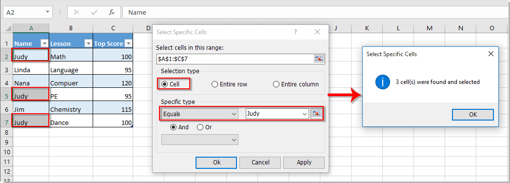 How to add 1 to a specified cell if cell contains certain text in Excel?