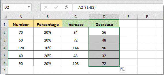 How to increase or decrease cell number/value by percentage in Excel?