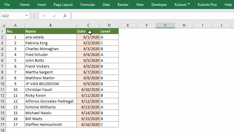Cómo reordenar la posición de las en la tabla Excel?