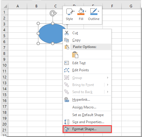 How to fill a shape with transparent background color in Excel?