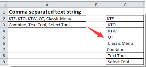 How do I separate a comma-separated list into two columns ...