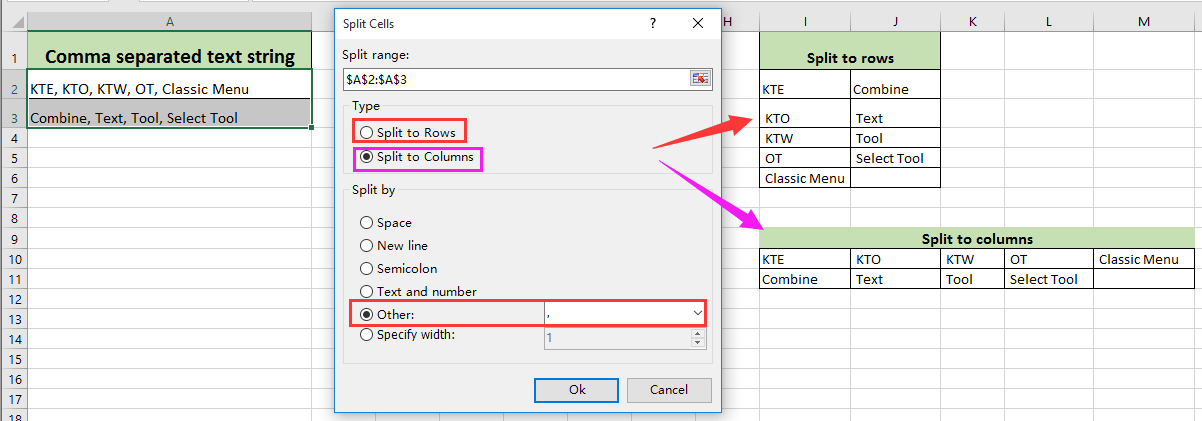 Split comma separated values into columns in Excel - YouTube