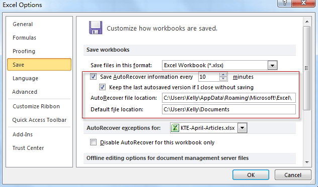 How to create/make backup files/copies of workbooks in Excel? image.