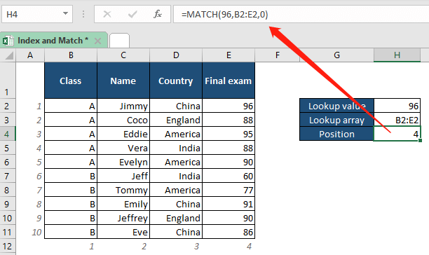 How to use INDEX and MATCH together in Excel
